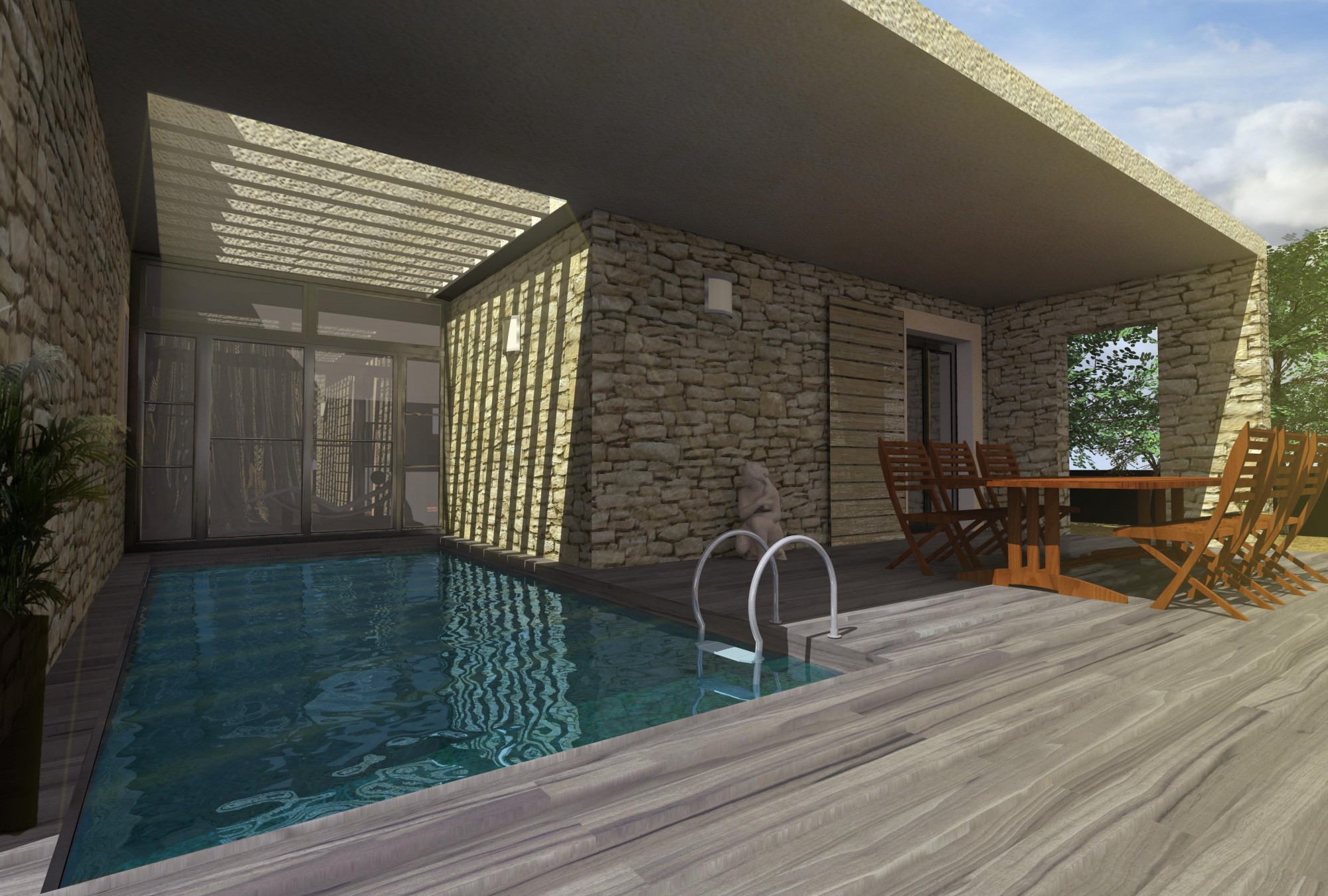 Vue sur la piscine 